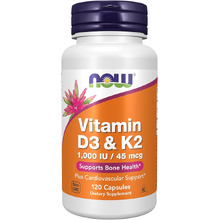 D3+K2 1000 IU 45 мкг 120 капс (NOW)