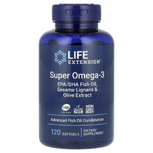Super Omega-3 EPA/DHA Fish Oil Sesame Lignans & Olive Extract 120 мягких капс (Life Extension)