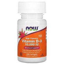 Vitamin D3 10000 ед. 240 мягких капс (NOW)