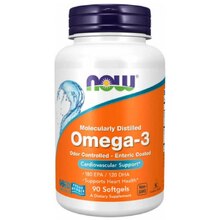 Omega-3 ENTERIC Fish Oil 180 EPA/120 DHA 90 мягких капс (NOW)
